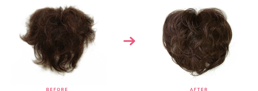 ウィッグクリーニング前と後の写真